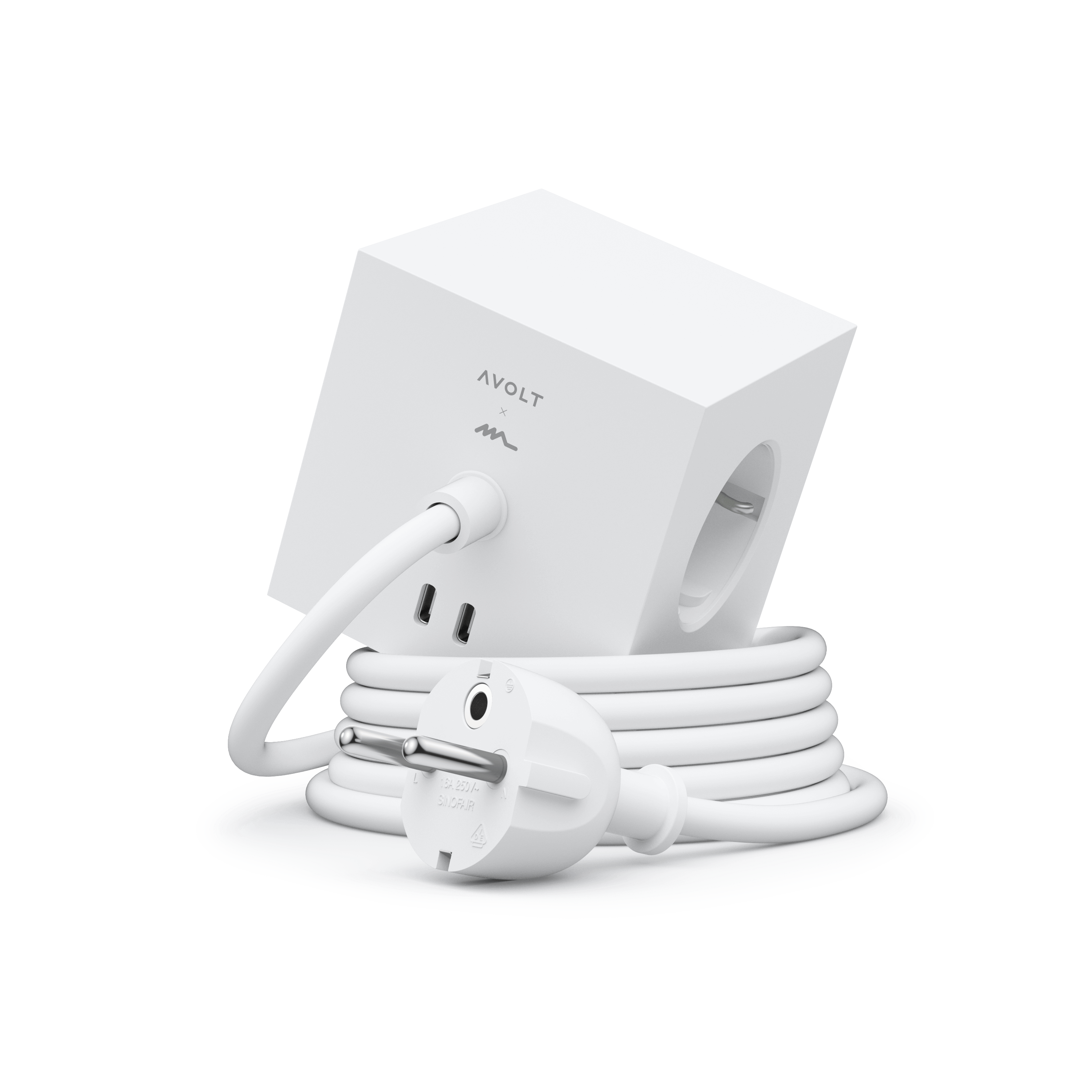 Square 1 USB-C Power Strip 1.8 m – Opal White | AVOLT × Martinelli