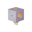 Avolt Square 2 - Bauhaus-Archiv Lavender Glow extension lead, cube shape, light lavender with pale orange sockets.
