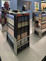 AVOLT and NM3 metal retail displays presenting Square 1, Square 2 and Cable 1.